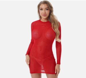 Womens Mesh Fishnet Bodycon Dress See-through Babydolls Nightwear Bikini Cover Ups. Soft fabric, breathable, good stretchy, comfy to touch and wear, makes you feeling well.  see-through dress highlights your charming curve and makes you more attractive. Great for date night, Valentine’s Day, honeymoon, bridal gift, vacation, beach, pool party. Please check the size clearly before purchasing, hand wash cold recommend.